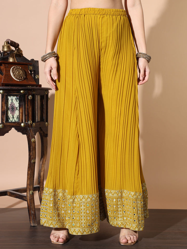 Mirror Embellished Kalidar Kurta Pleated Palazzo Set