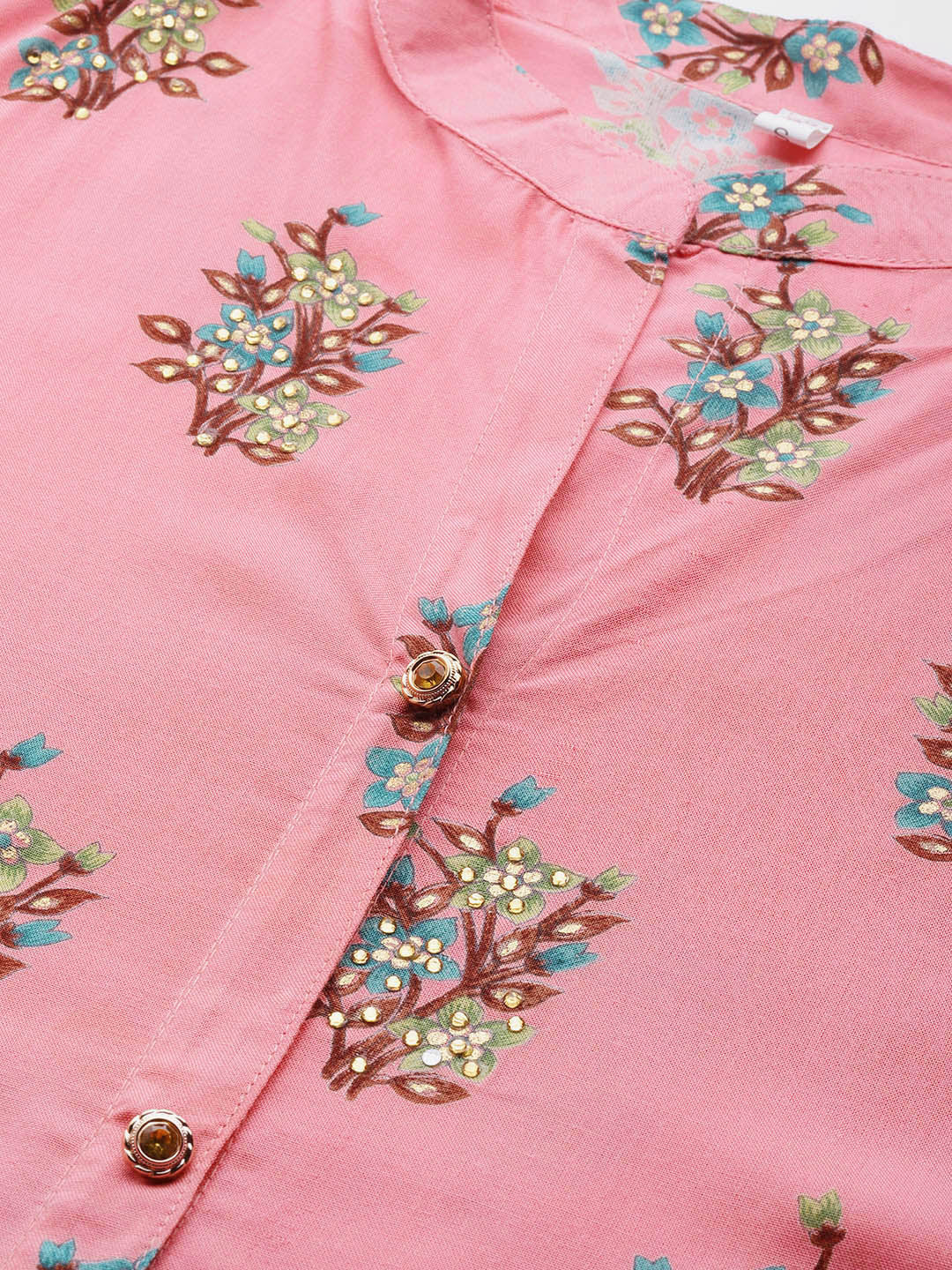 Floral Digital Print Front Slit Kurta Sharara Set with Bell Sleeves