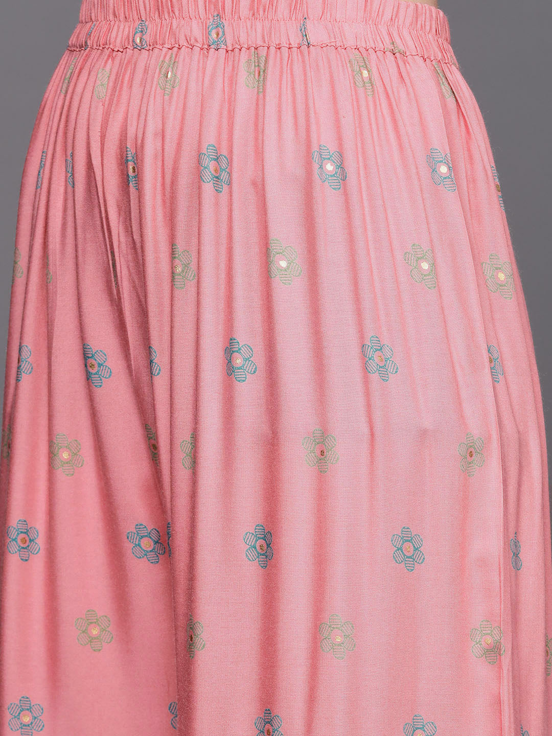 Floral Digital Print Front Slit Kurta Sharara Set with Bell Sleeves
