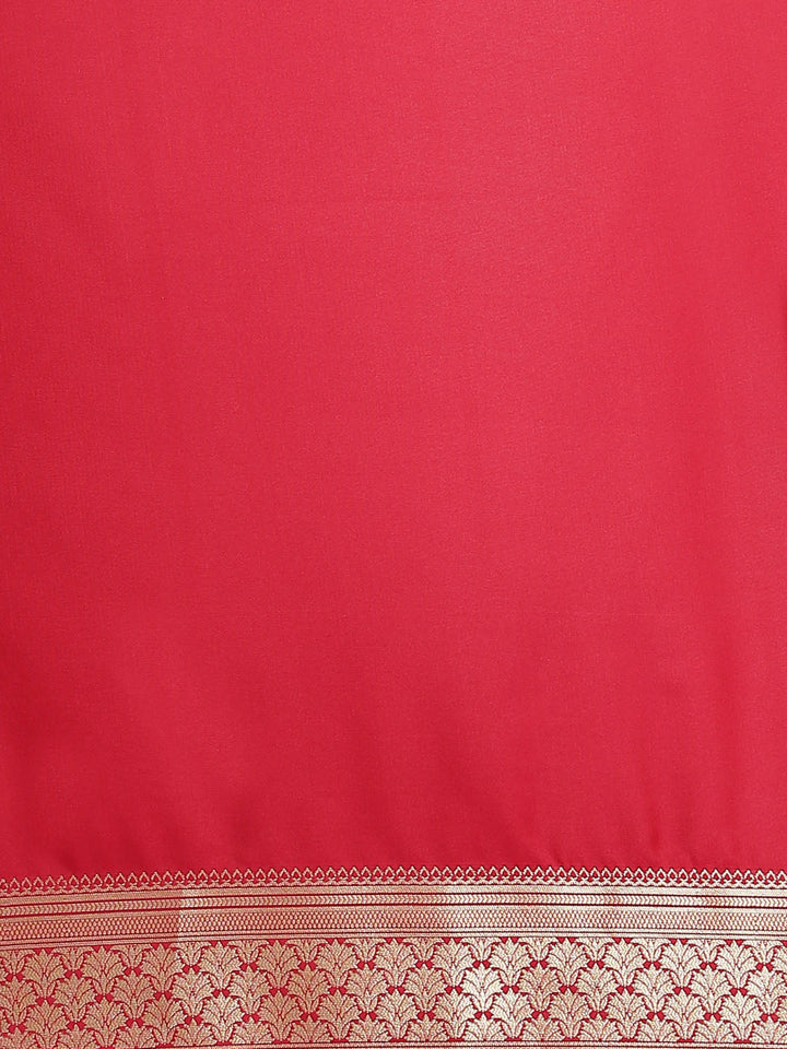Banarasi Handloom Saree with Gold Zari Oxidised Floral Weaving and Heavy Rich Pallu