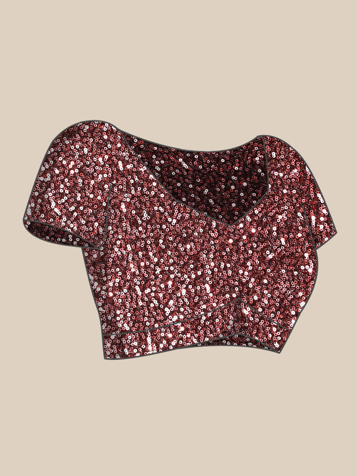 Metallic Pink Sequin Embellished Bling Lycra Cocktail Saree