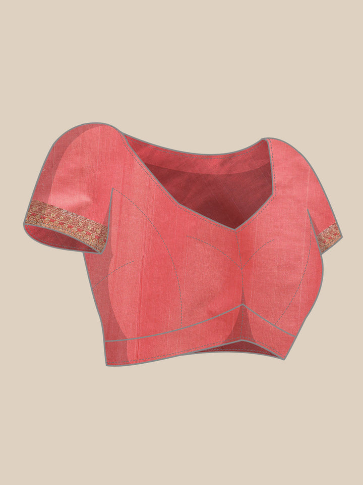Pastel Pink Gharchola Check Gold Zari Banarasi Traditional Silk Saree