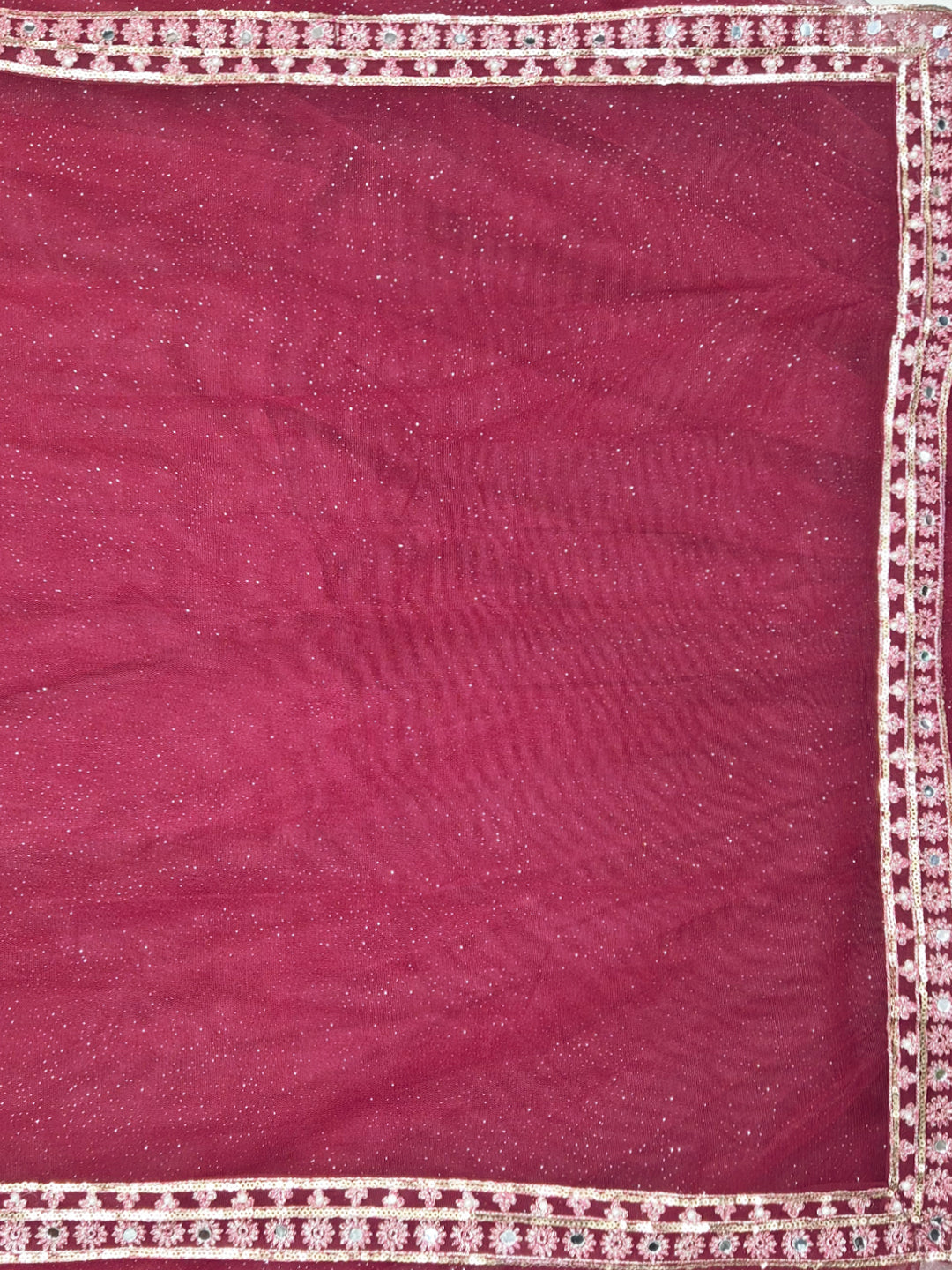 Mirror Embroidered Long Front Slit Jacket style Kurta with Accordian Pleated Skirt