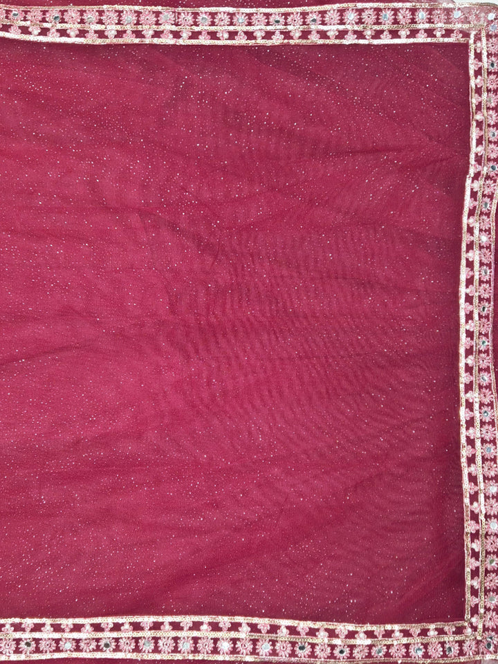 Mirror Embroidered Long Front Slit Jacket style Kurta with Accordian Pleated Skirt