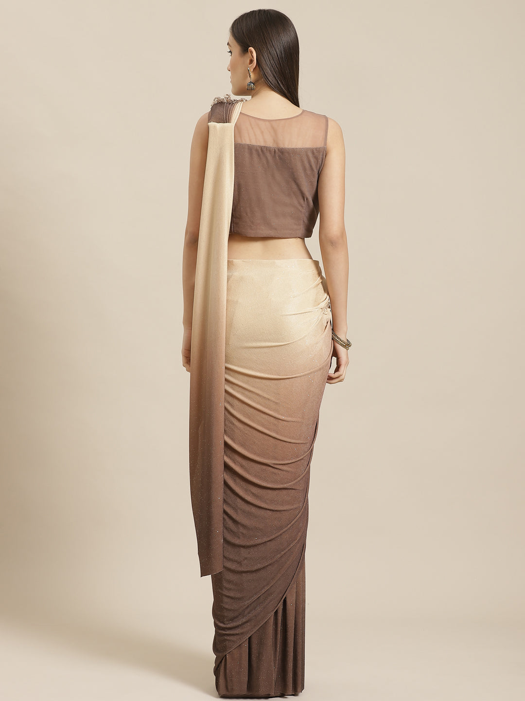 Ruffled Ombre Pre-Stitched Saree with Festive Layers & Bling Sequence Embroidery Blouse