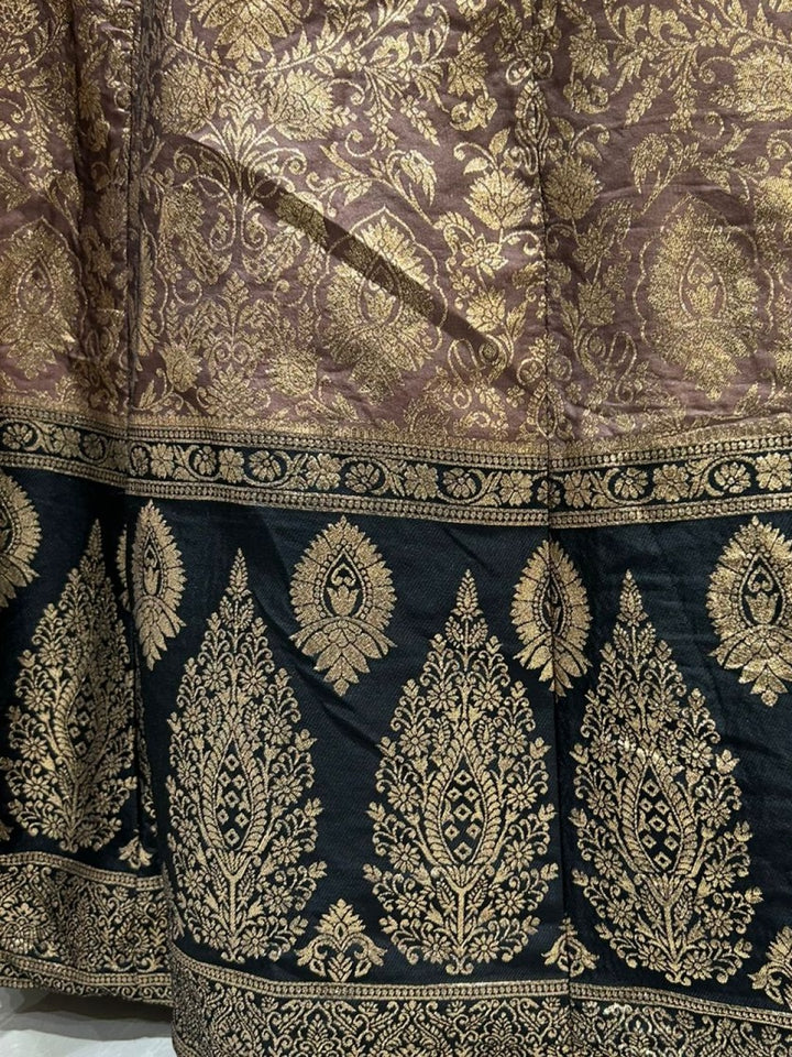 Banarasi Silk Lehenga Set With Zari Woven Floral Motifs & Tasseled Waist Cut-out blouse