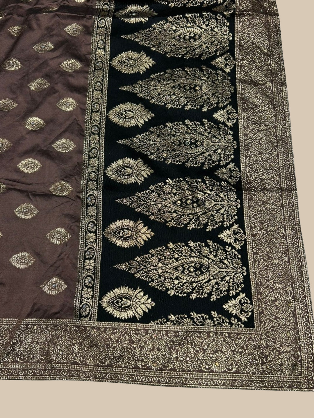 Banarasi Silk Lehenga Set With Zari Woven Floral Motifs & Tasseled Waist Cut-out blouse