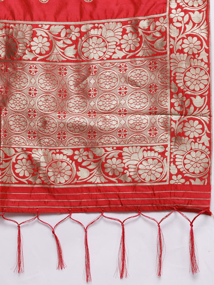 Semi Stitched Banarasi Brocade Silk Lehenga Choli with Zari & Resham Weaving,Tassels