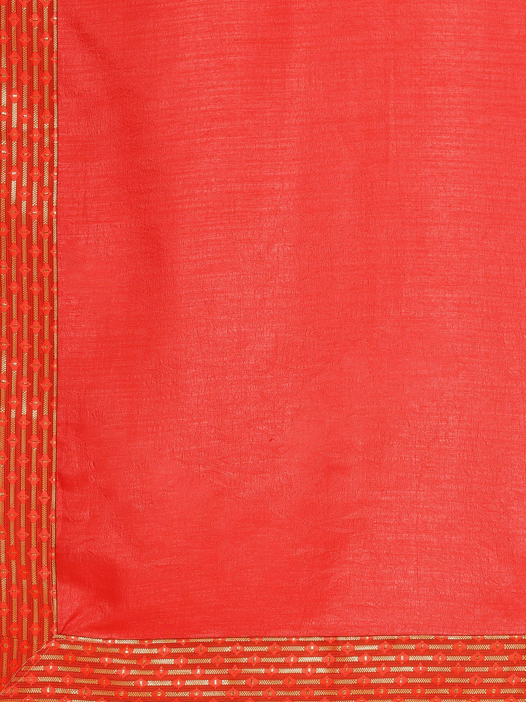 Red Art Silk Saree With Zari Border & Contrast Brocade Blouse