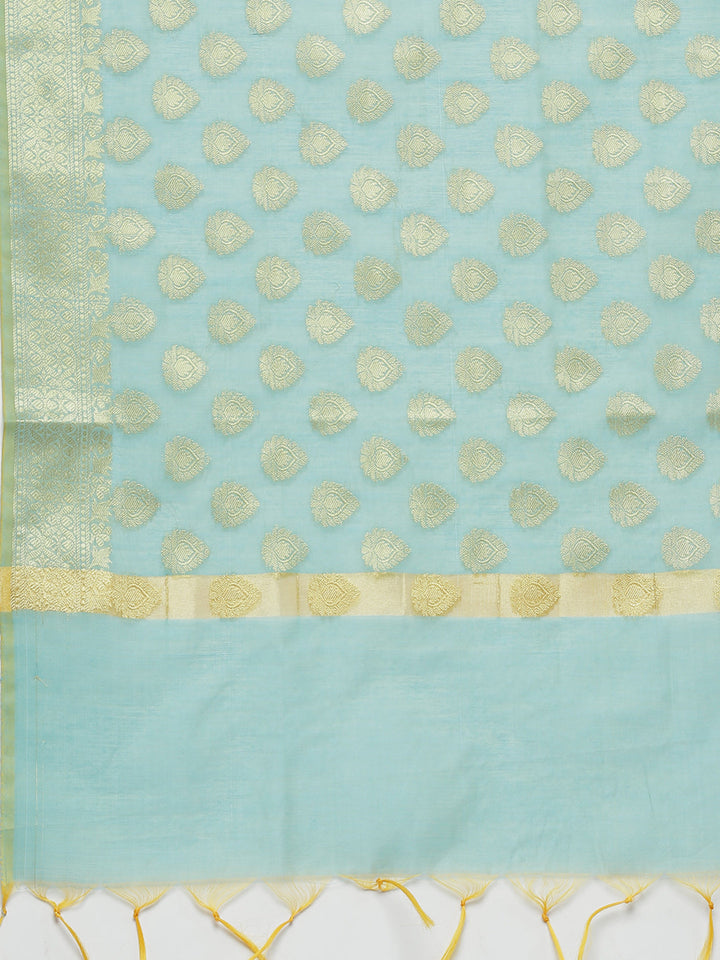 Banarasi Dress Material with Zari meenakari Striped weaving and Handloom dupatta