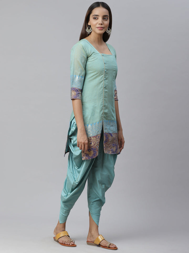 Banarasi Dress Material with Zari meenakari Striped weaving and Handloom dupatta