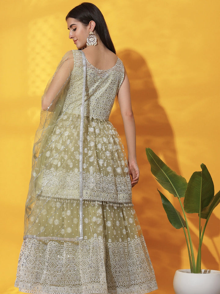 Pastel Tassled Peplum Kurta Gharara Set with Chikankari Embroidery