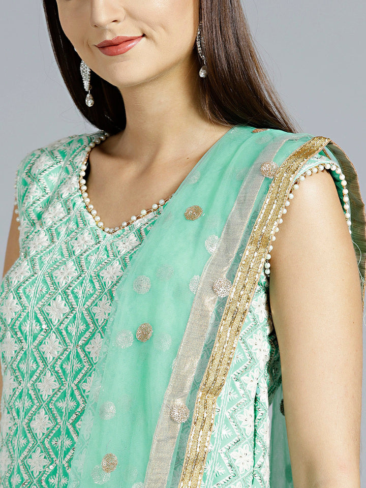 Resham Chikankari Embroidered Sharara Kurta