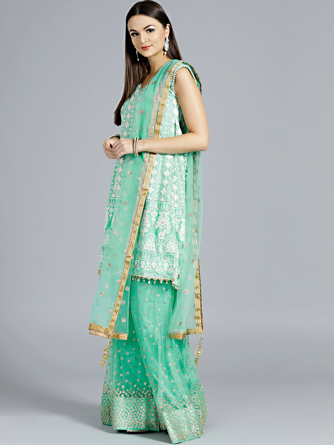 Resham Chikankari Embroidered Sharara Kurta