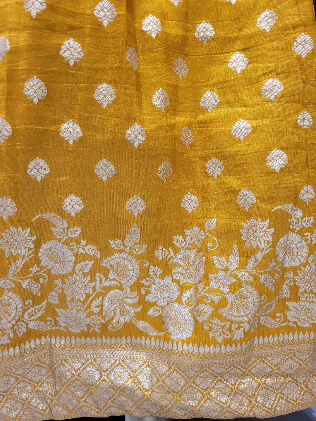 Banarasi Brocade Kurta Set with Zari Woven Skirt, Sequinned Dupatta & Tasseled Hemline