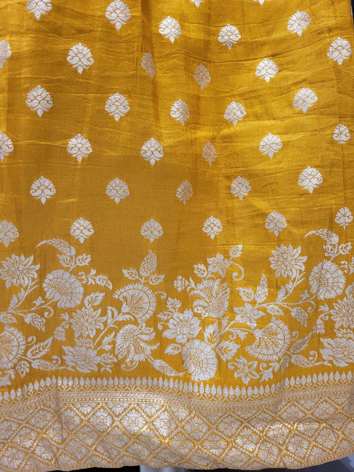 Banarasi Brocade Kurta Set with Zari Woven Skirt, Sequinned Dupatta & Tasseled Hemline