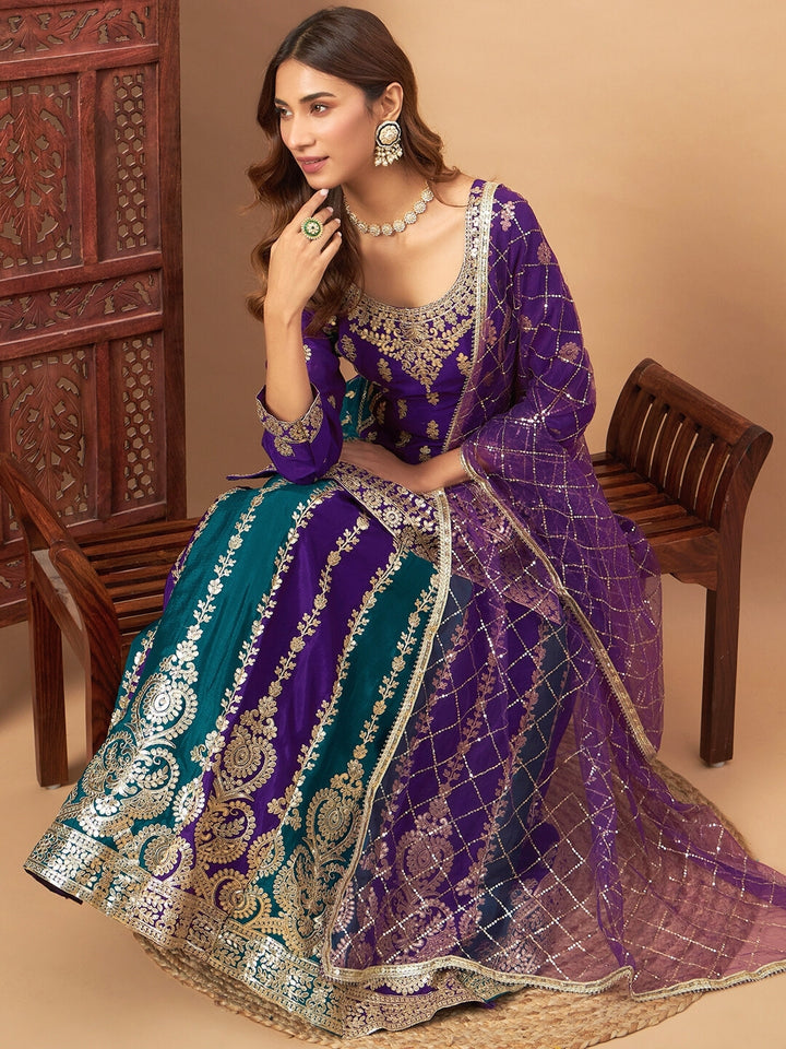 Chhabra 555 Kalidar Gota Patti Embroidered Paneled Gharara Set With Sequinned Dupatta