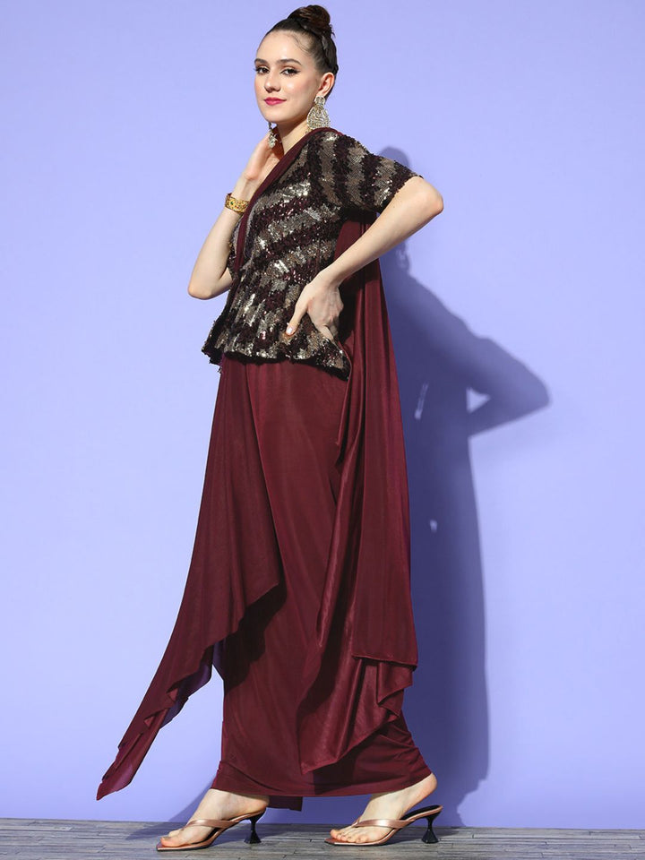 Embellished Peplum Style Saree with Attached pallu & Structured Skirt