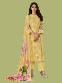 Chikankari Resham Embroidered Suit Dupatta with Floral Print Dupatta