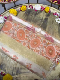 Banarasi Silk Saree with Blouse Piece Fabric Ivory