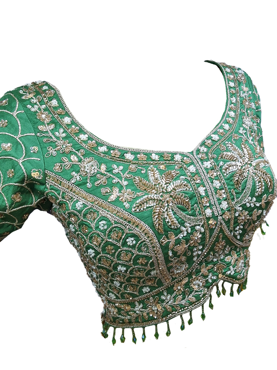 Yellow Multicolor Panelled Lehenga Choli with Contrast Green Blouse