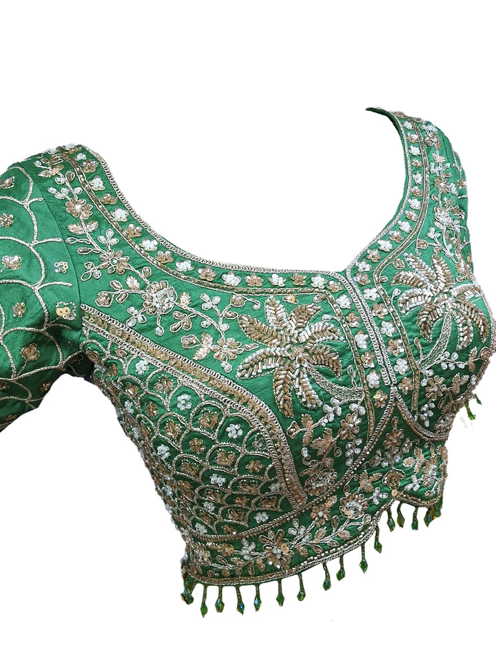 Yellow Multicolor Panelled Lehenga Choli with Contrast Green Blouse