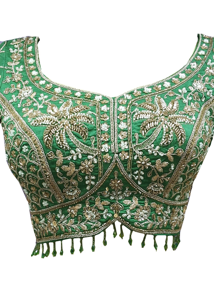Yellow Multicolor Panelled Lehenga Choli with Contrast Green Blouse
