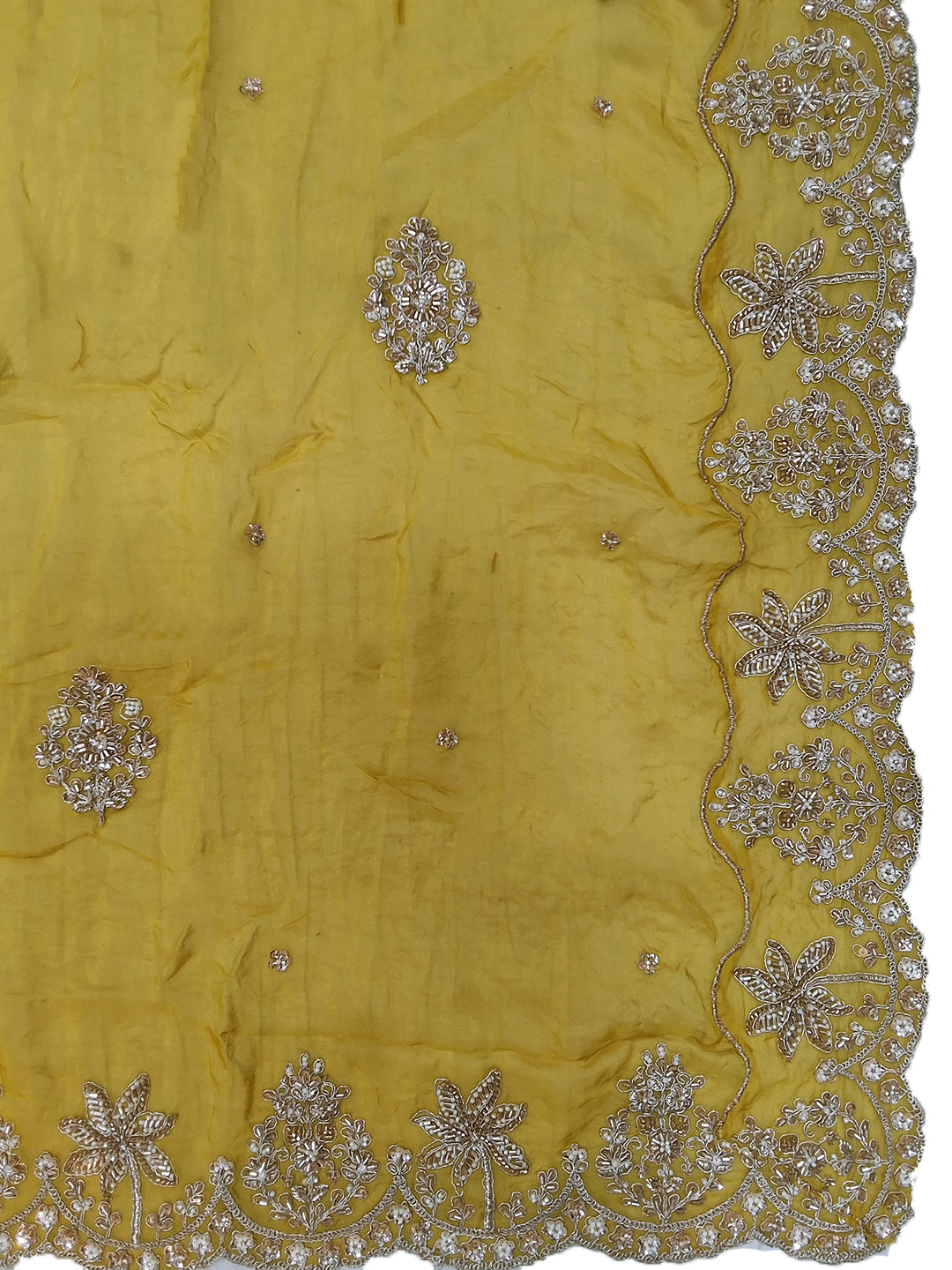 Yellow Multicolor Panelled Lehenga Choli with Contrast Green Blouse