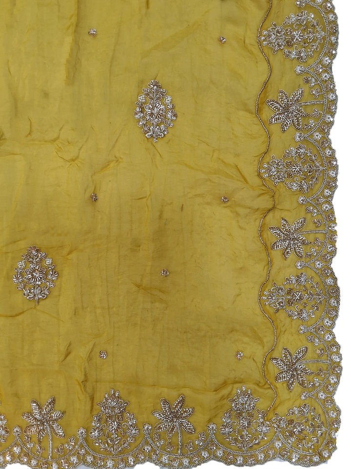 Yellow Multicolor Panelled Lehenga Choli with Contrast Green Blouse