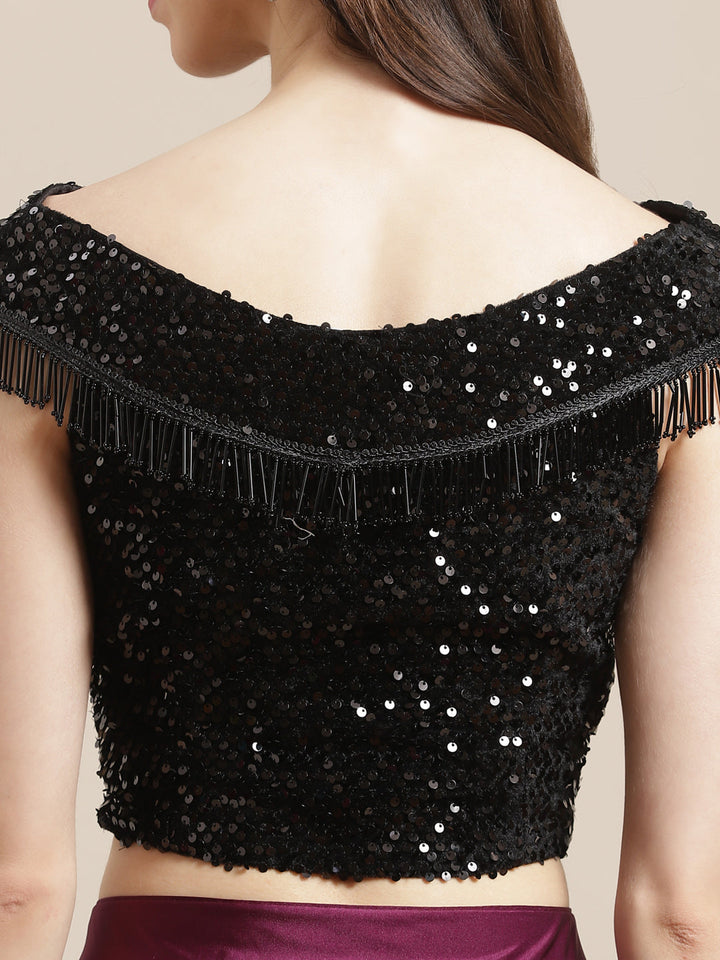 Ruffled Pre-stitched Saree with Festive Layering & Bling Embroidery Off Shoulder Blouse
