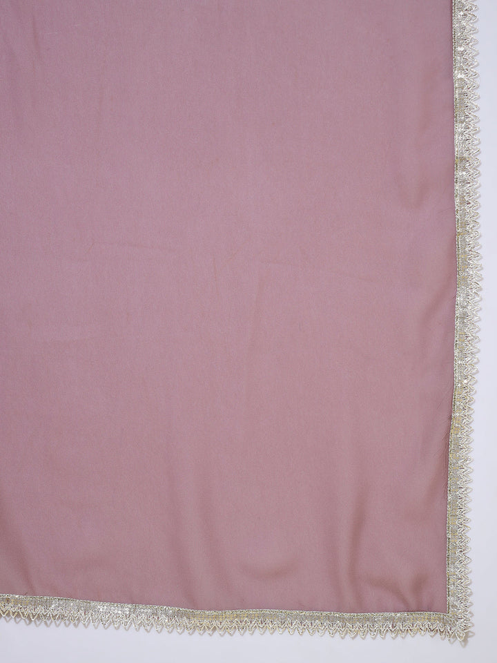 Mauve Sequin Embellished Georgette Nyraa Style Pleated Palazzo Suit