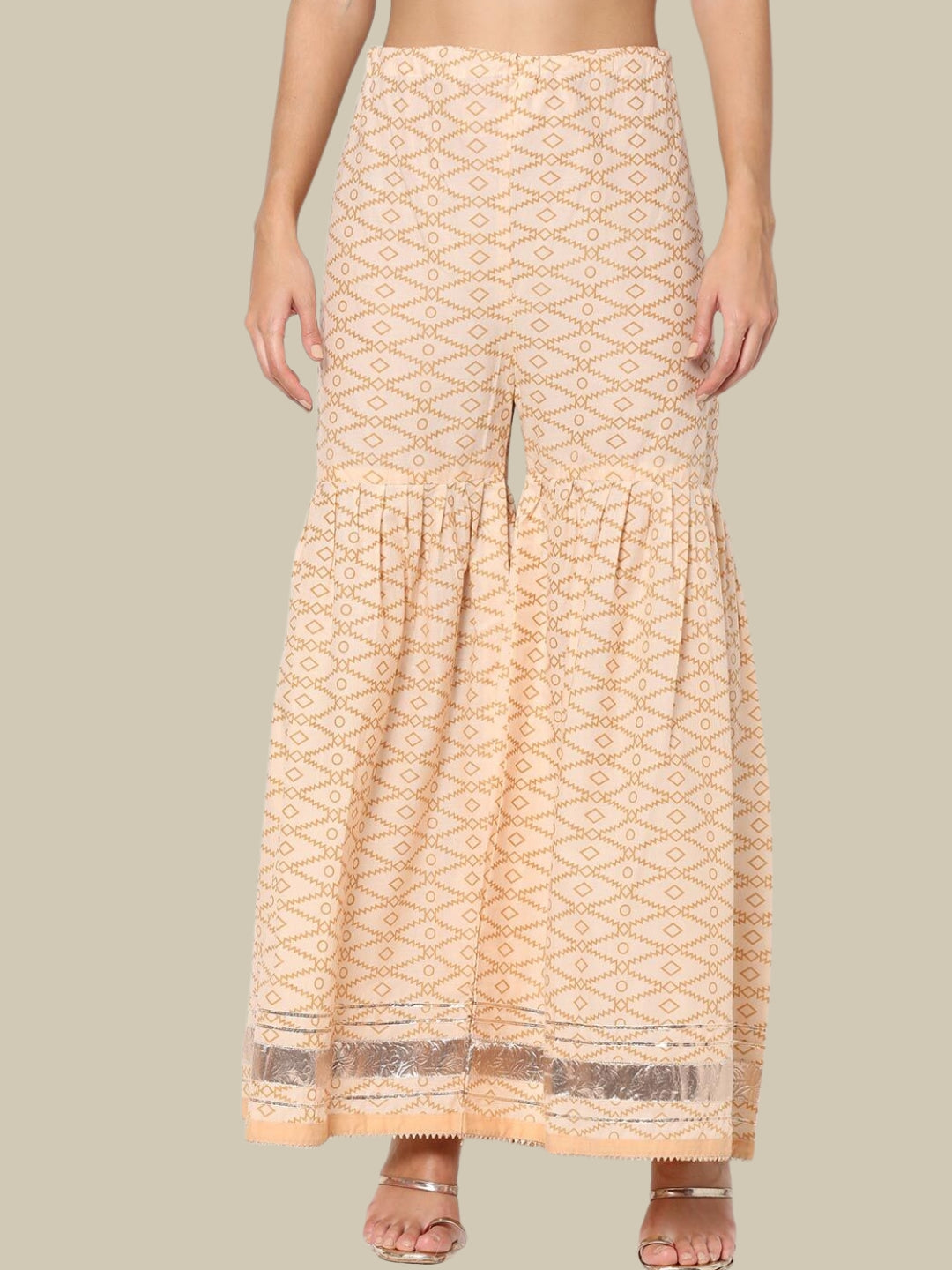Floral Printed Cotton Peplum Kurta Sharara Set With Cotton Dupatta