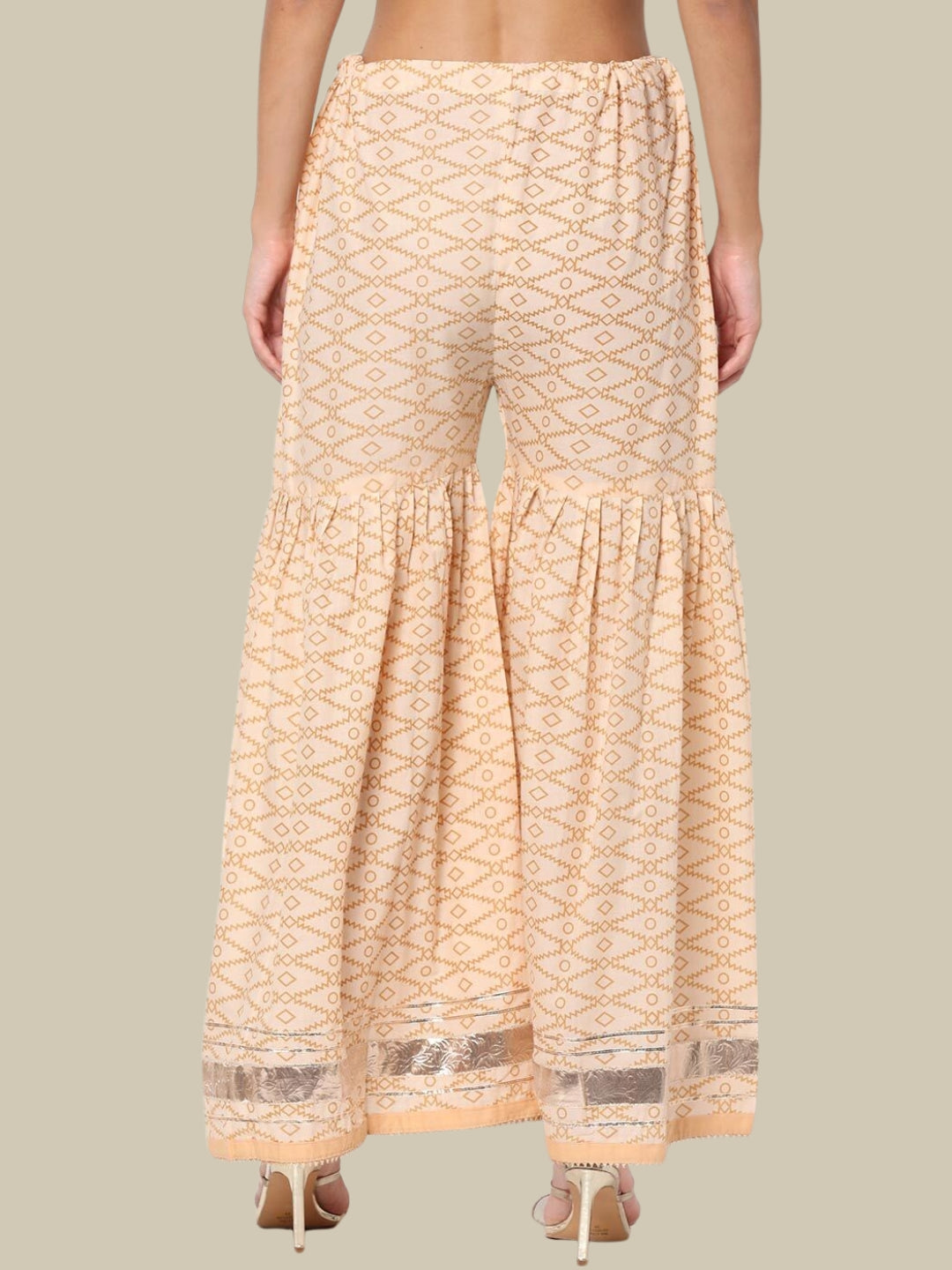 Floral Printed Cotton Peplum Kurta Sharara Set With Cotton Dupatta