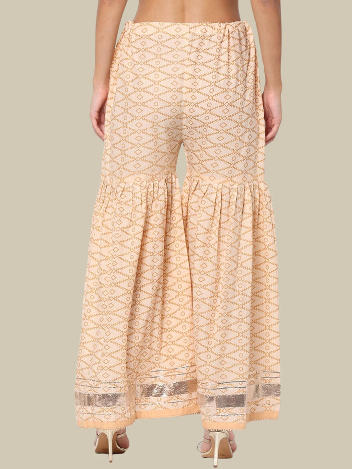 Floral Printed Cotton Peplum Kurta Sharara Set With Cotton Dupatta
