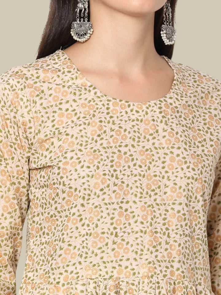 Floral Printed Cotton Peplum Kurta Sharara Set With Cotton Dupatta