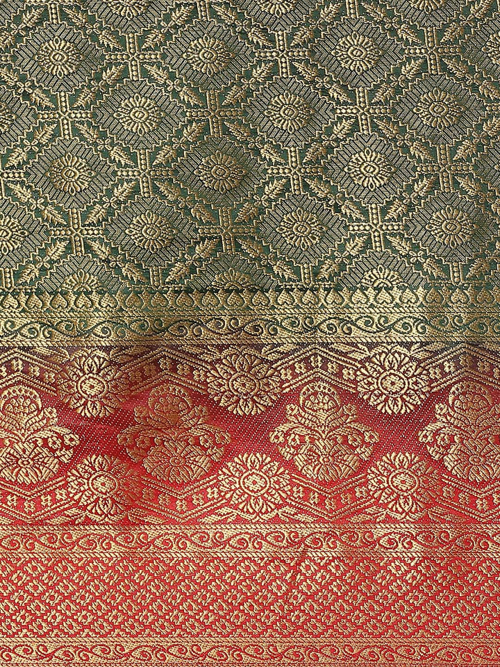 Green Brocade Banarasi Golden Weaving Embellished Traditional Saree