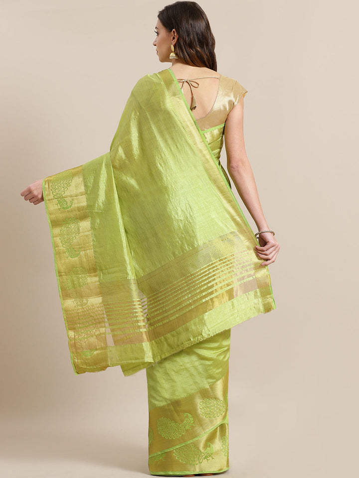 Dupion Silk saree with Peacock Motif Border