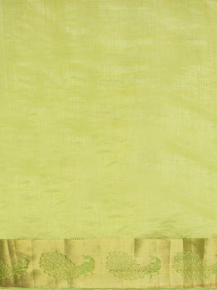 Dupion Silk saree with Peacock Motif Border