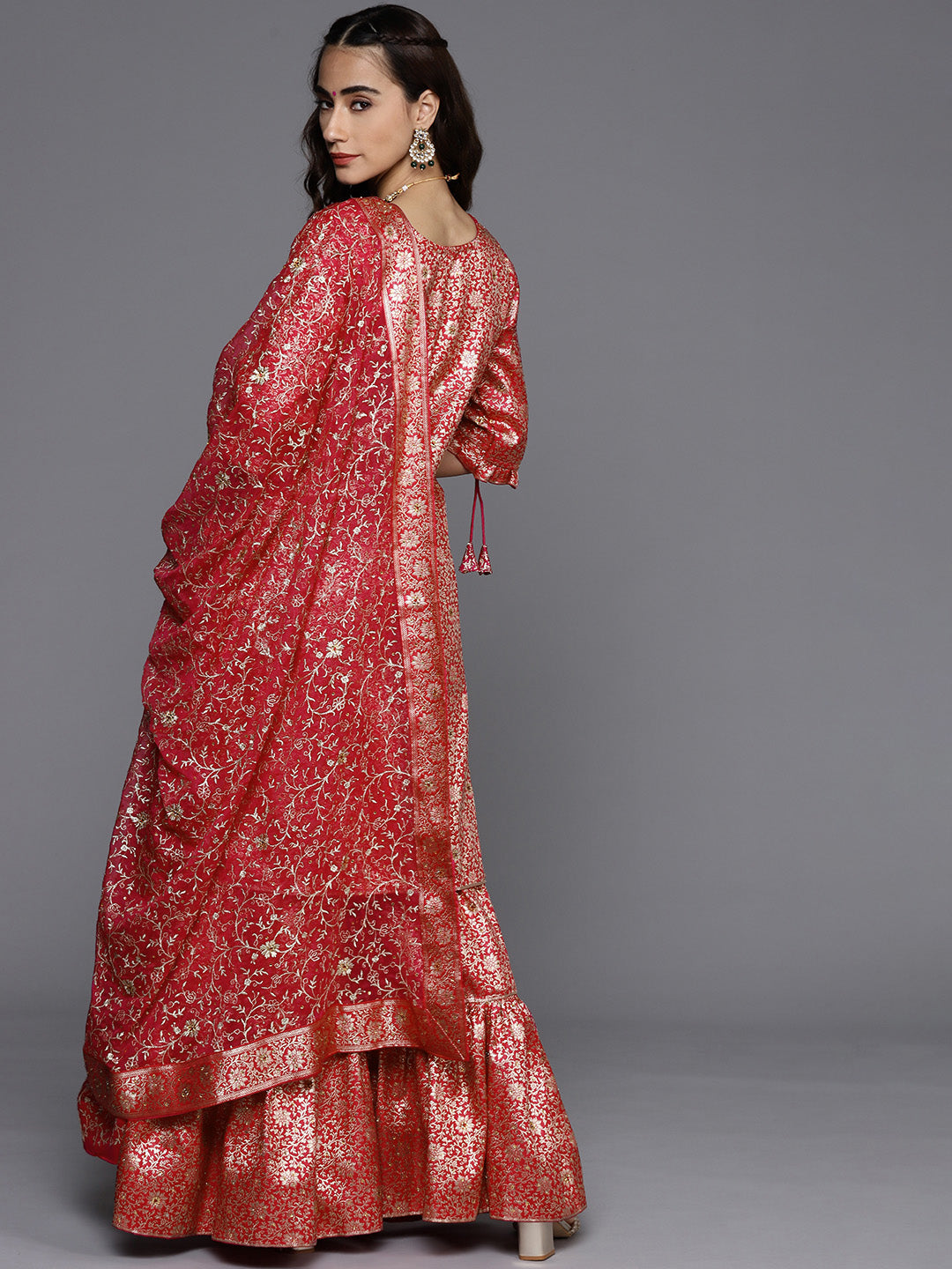Unstitched Neemzari Banarasi Suit with Zari Embroidered Dupatta