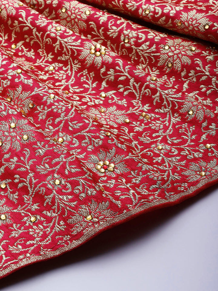 Unstitched Neemzari Banarasi Suit with Zari Embroidered Dupatta
