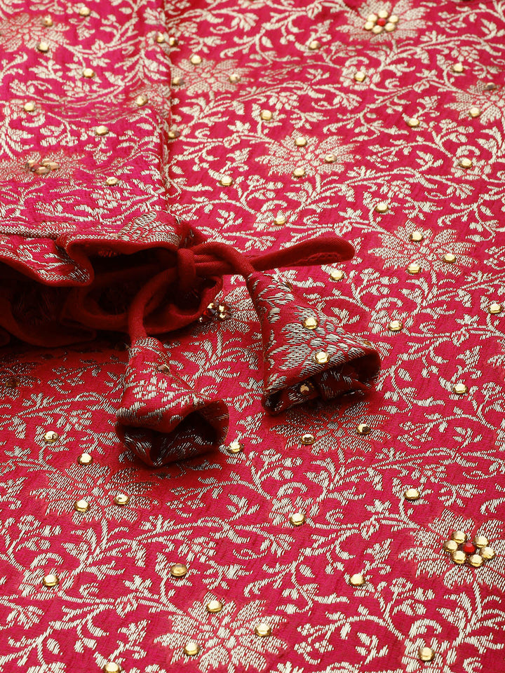 Unstitched Neemzari Banarasi Suit with Zari Embroidered Dupatta