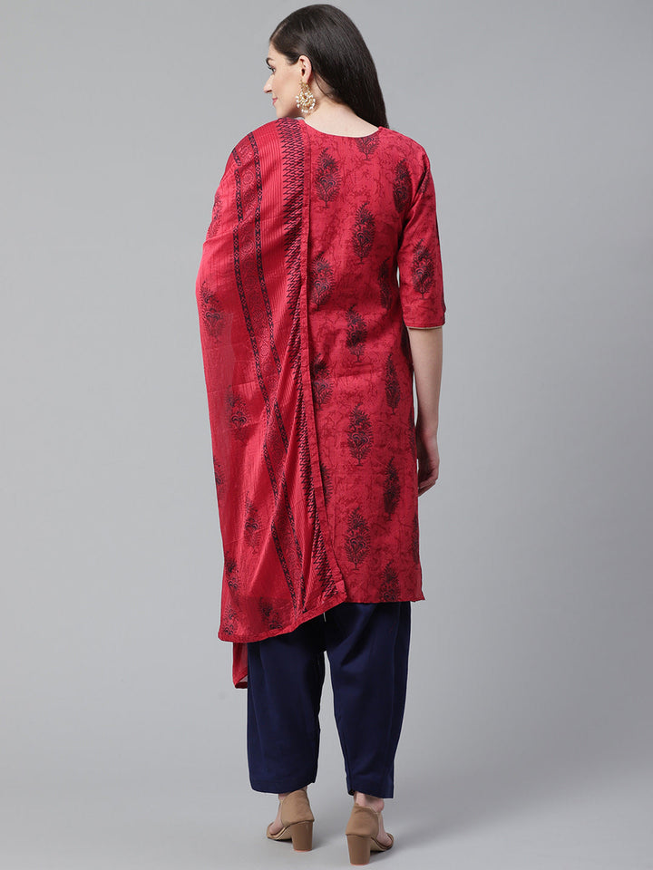Cotton Stitched Suit Dupatta with Block Printing and Mirror Embellishments /Borders