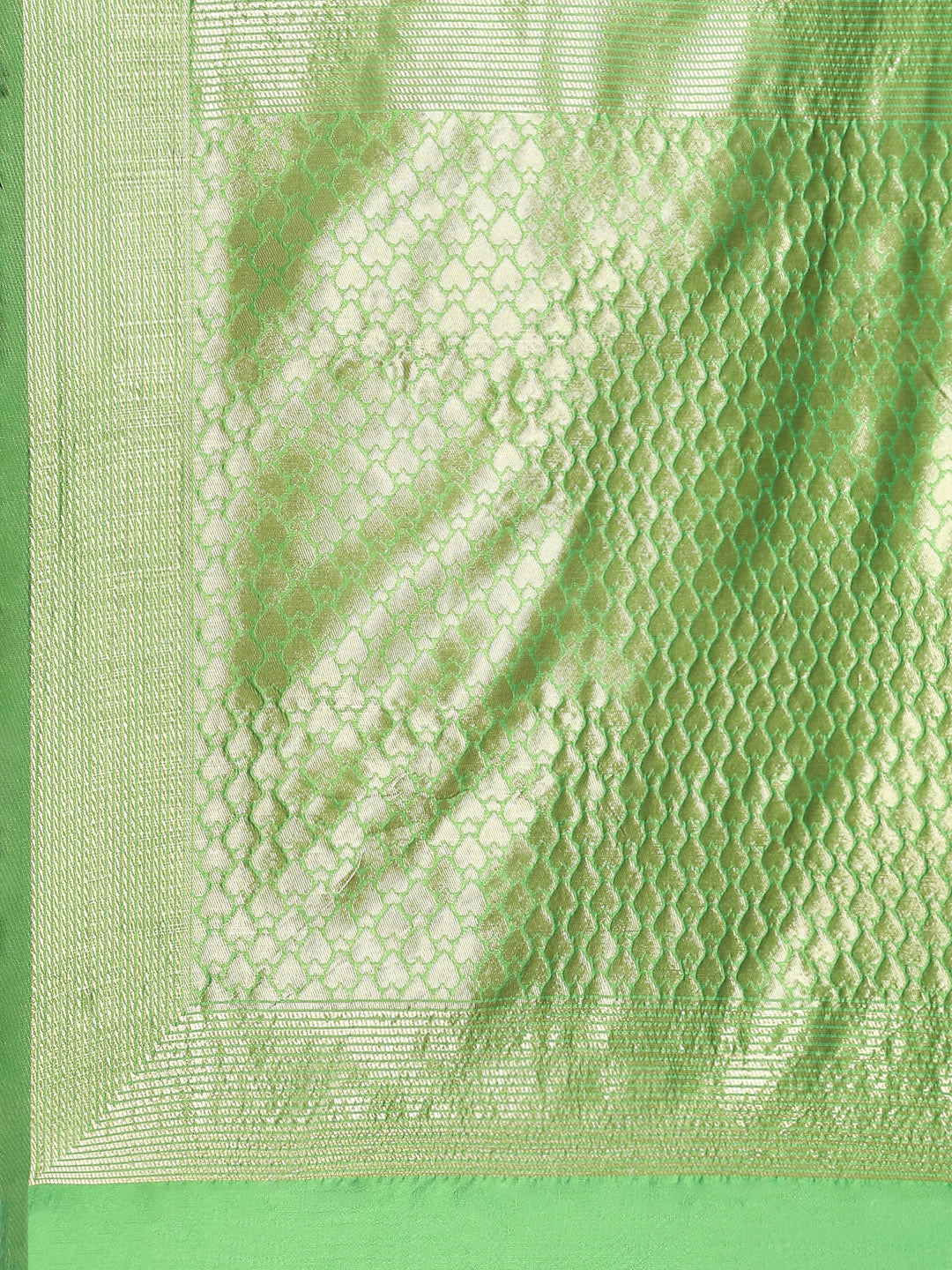 Green Banarasi Floral Meenakari Resham Woven Embellished Silk Saree