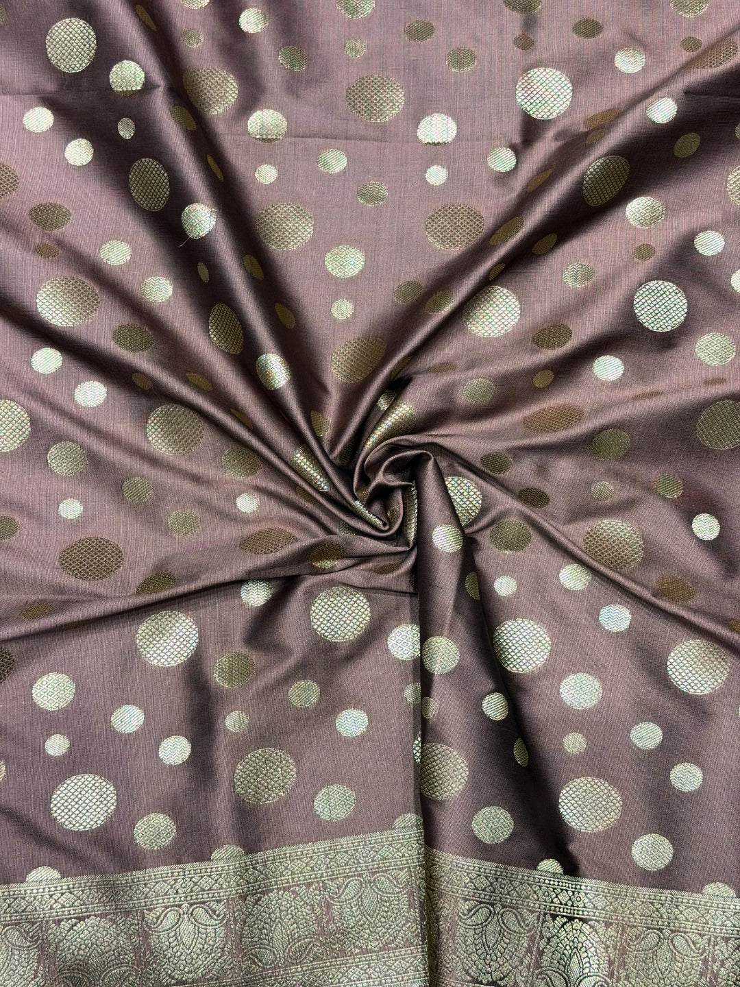 Banarasi Silk Colorblocked Dress Material with Paisley Zari Weaving & Jhalar Dupatta