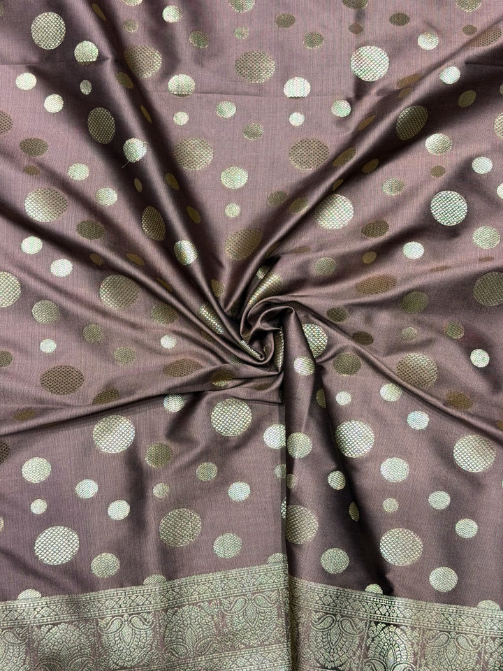 Banarasi Silk Colorblocked Dress Material with Paisley Zari Weaving & Jhalar Dupatta