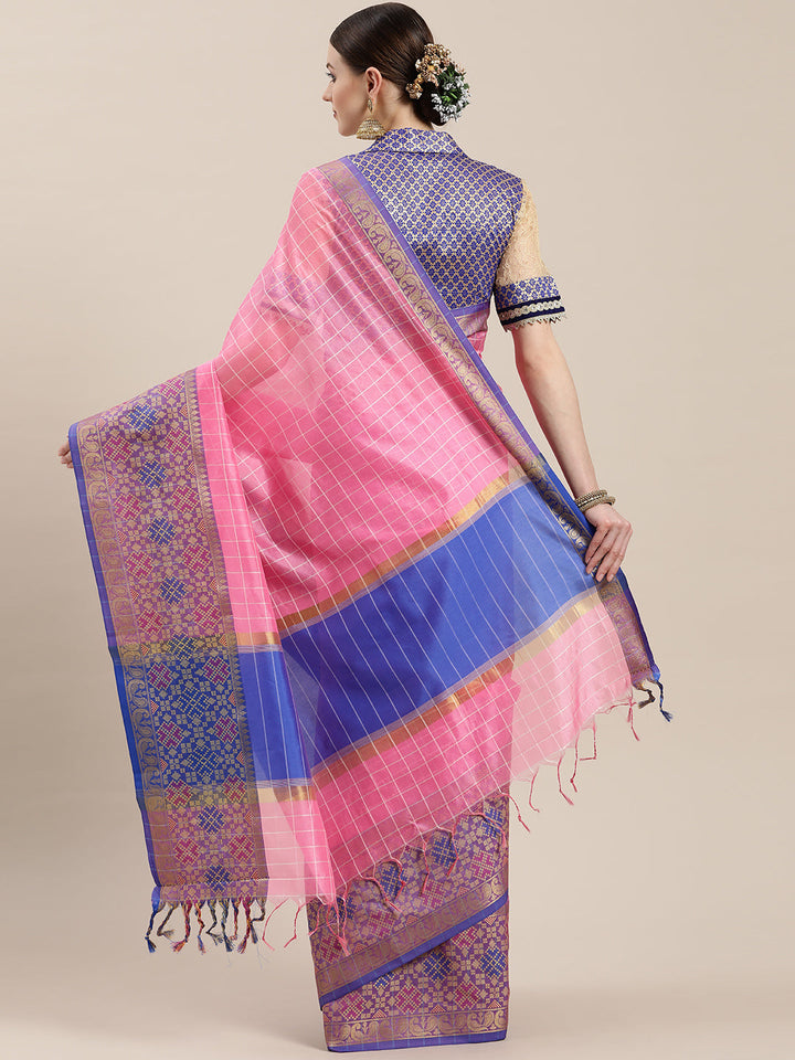 Chanderi Checkered Woven Saree