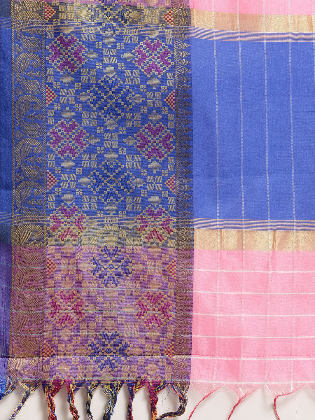 Chanderi Checkered Woven Saree