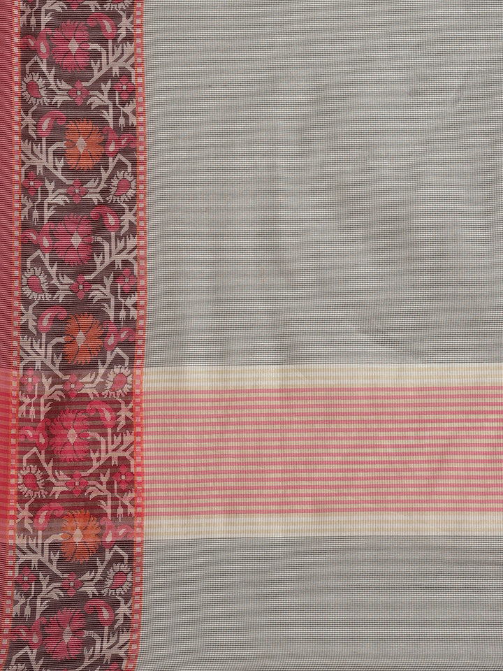 Handloom Chanderi Saree with Ikat Style Meenakari Resham Woven Border