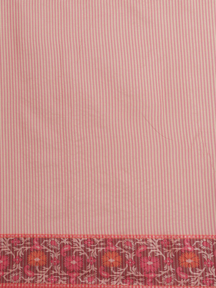 Handloom Chanderi Saree with Ikat Style Meenakari Resham Woven Border