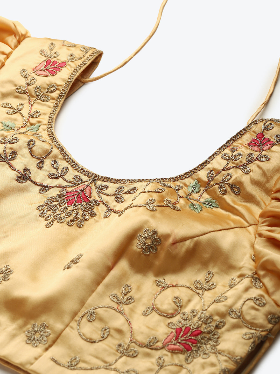 Pastel Semi-Stitched Lehenga Set with Zari & Resham Meenakari Floral Embroidery